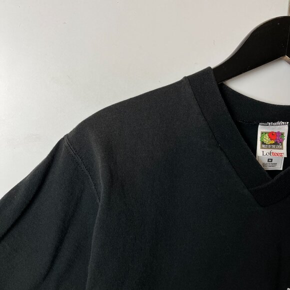 Vintage 90s Fruit of the Loom New York City NYC V-Neck Black T-Shirt M Cotton - Picture 6 of 14